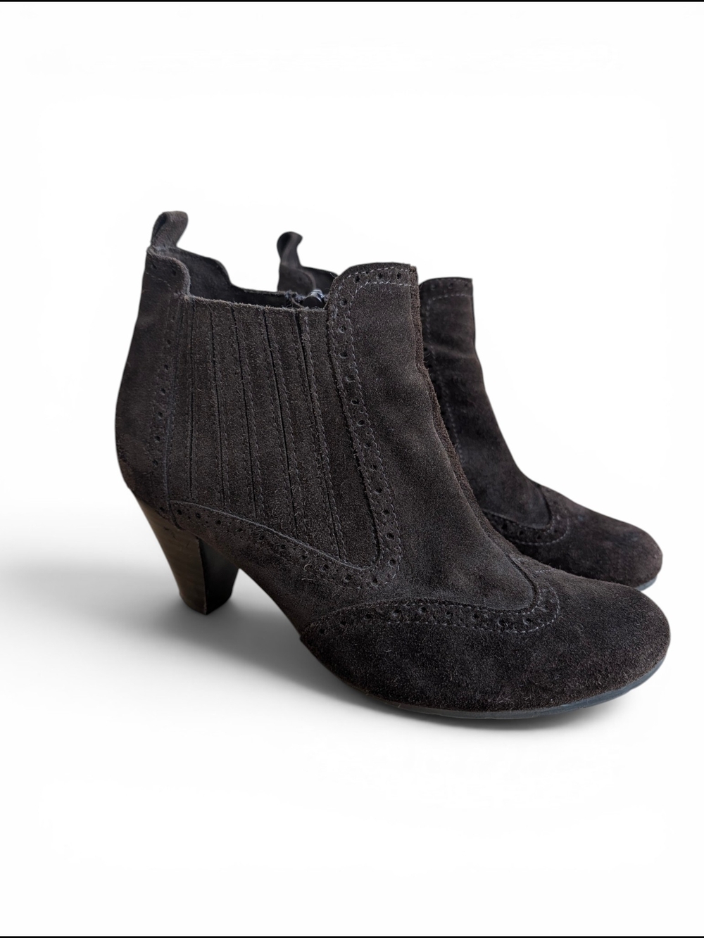 Women's Black Suede Ankle Booties with Mid Heel EU 38 US 7.5
